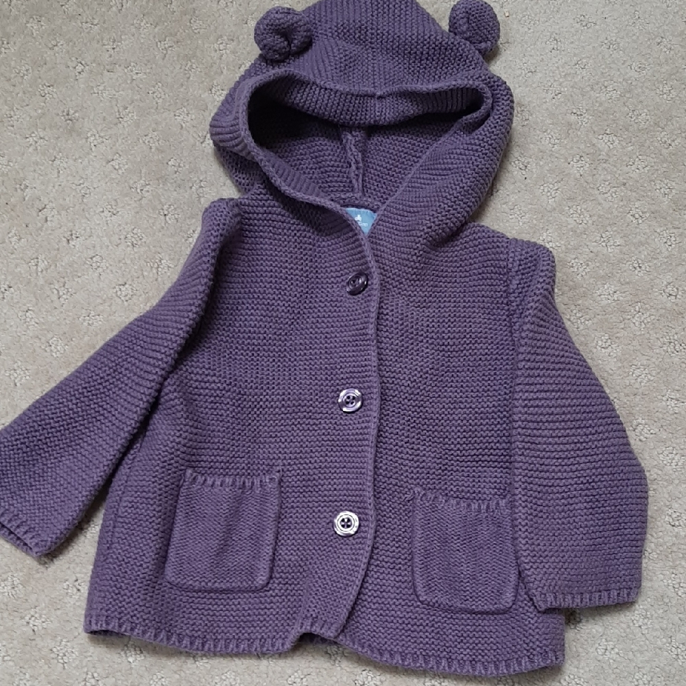 GAP 3-6 Month Lavender Knit Hooded Cardigan